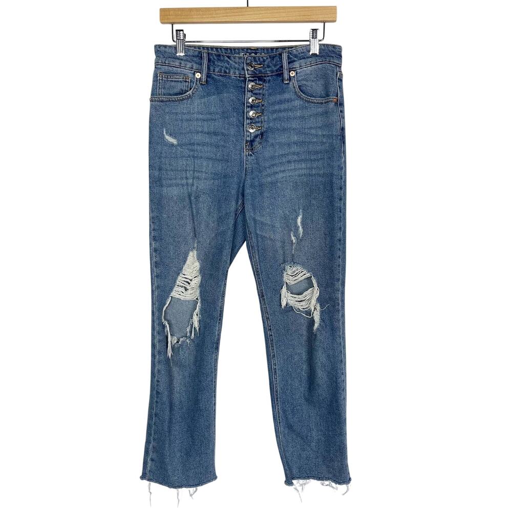 Wild Fable Women 6 High Rise Straight Ankle Jeans Ripped Button Fly Denim Cotton